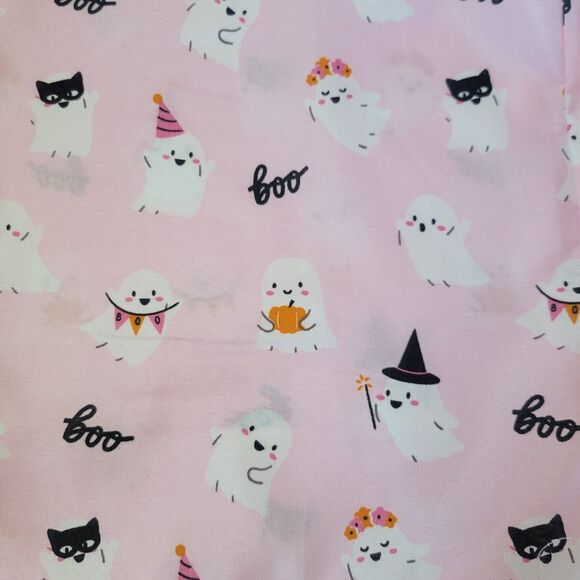 Halloween Pink White Cute Ghosts Boos & Bones FULL 5pc Sheets Set Girls Bedding - Picture 3 of 11
